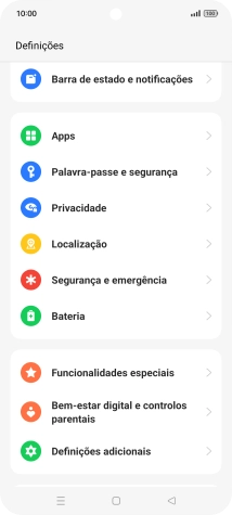 Prima Barra de estado e notificações.