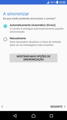 Se o ecrã mostrar esta imagem, a sua conta foi identificada e configurada automaticamente. Siga as indicações no ecrã para introduzir informações adicionais e concluir a configuração.