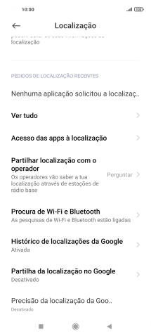Prima Acesso das apps à localização.