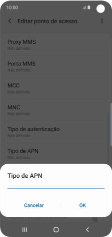 Introduza default e prima OK.