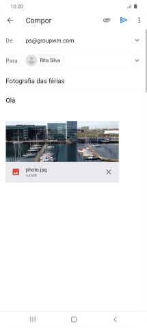 Prima o ícone para enviar quando terminar de escrever o seu e-mail.
