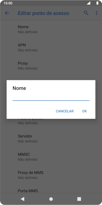 Introduza Vodafone Internet e prima OK.