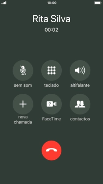 Prima o ícone para terminar chamada para terminar a chamada.