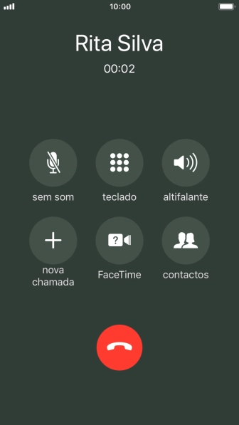Prima o ícone para terminar chamada para terminar a chamada.