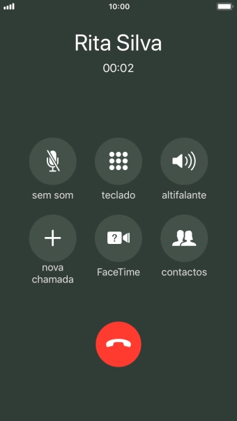 Prima o ícone para terminar chamada para terminar a chamada.