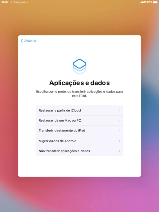 Prima Não transferir aplicações e dados e siga as indicações no ecrã para terminar a ativação.