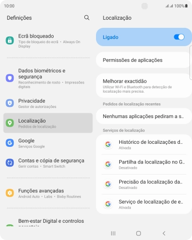 Prima Permissões de aplicações.