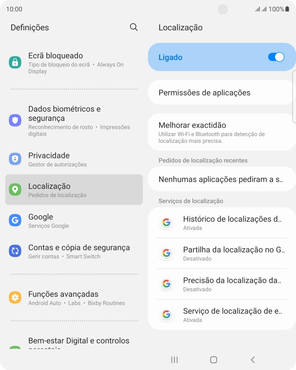 Prima Permissões de aplicações.