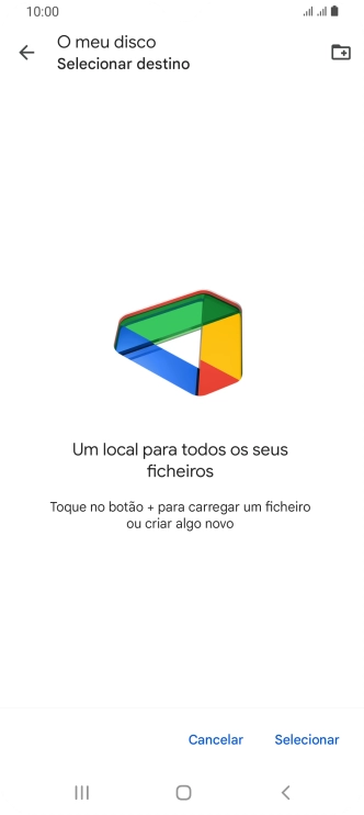 Se quiser criar uma nova pasta, prima o ícone de nova pasta e siga as indicações no ecrã para criar uma nova pasta.