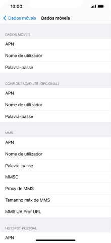 Prima APN e insira net2.vodafone.pt.