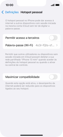 Prima Palavra-passe (Wi-Fi) e introduza a password pretendida.