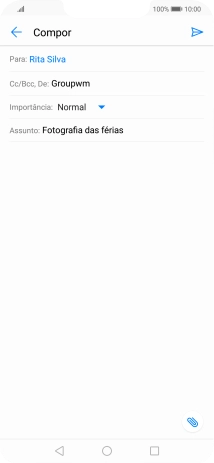 Prima o campo de escrita e escreva o texto do e-mail.