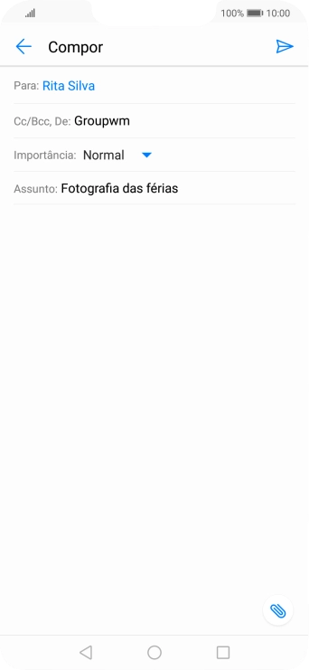 Prima o campo de escrita e escreva o texto do e-mail.