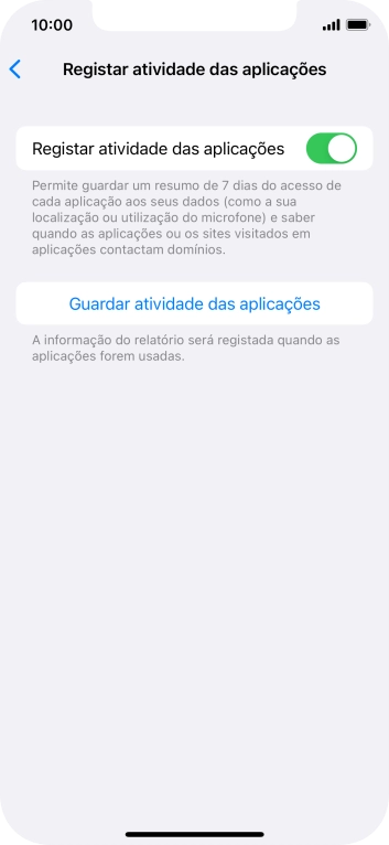 Prima Guardar atividade das aplicações.
