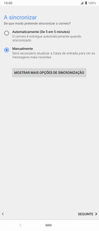 Prima MOSTRAR MAIS OPÇÕES DE SINCRONIZAÇÃO.