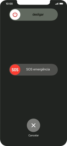 Prima o ícone para desligar e arraste-o para a direita.
