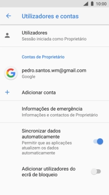 Prima Adicionar conta.