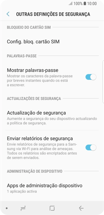 Prima Config. bloq. cartão SIM.
