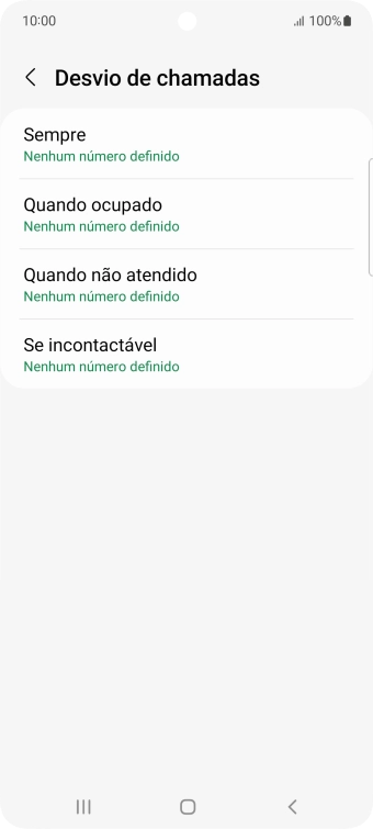 Prima o tipo de desvio pretendido.