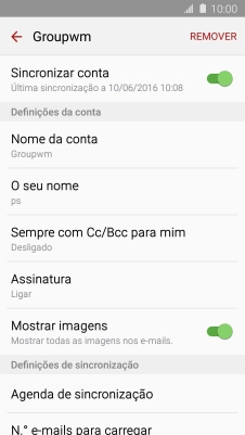Prima O seu nome e introduza o nome do remetente pretendido.