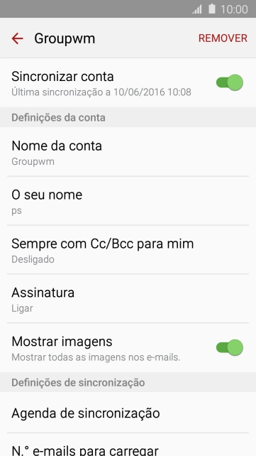 Prima O seu nome e introduza o nome do remetente pretendido.