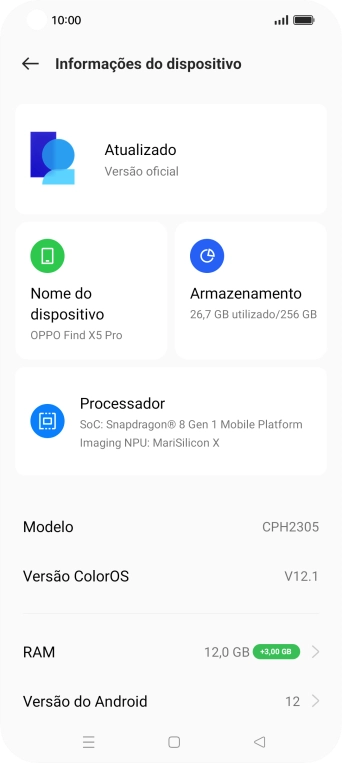 Prima o primeiro campo. Se existir uma nova versão de software disponível, será agora indicado no ecrã. Siga as indicações no ecrã para atualizar o software do telefone.
