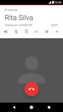 Prima o ícone para terminar a chamada.