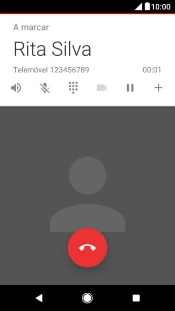 Prima o ícone para terminar a chamada.