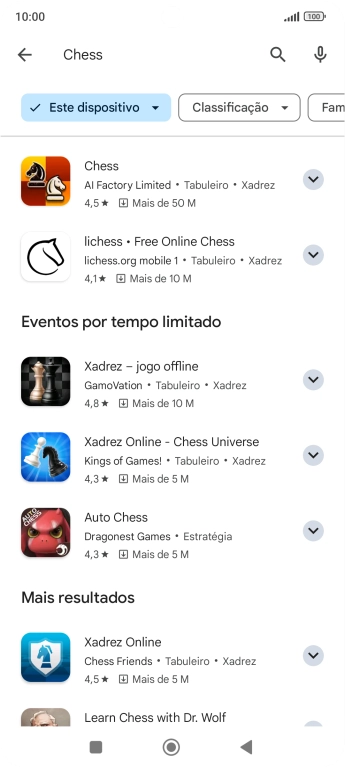 Prima a app pretendida.