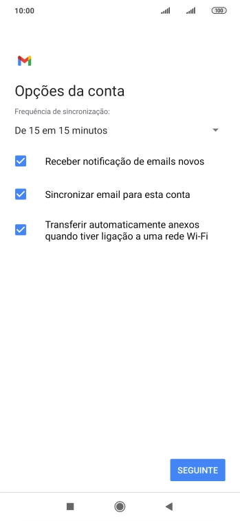 Se o ecrã mostrar esta imagem, a sua conta foi identificada e configurada automaticamente. Siga as indicações no ecrã para introduzir informações adicionais e concluir a configuração.
