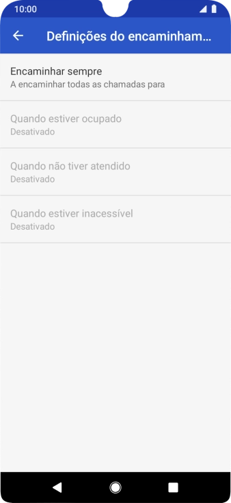 Prima o tipo de desvio pretendido.