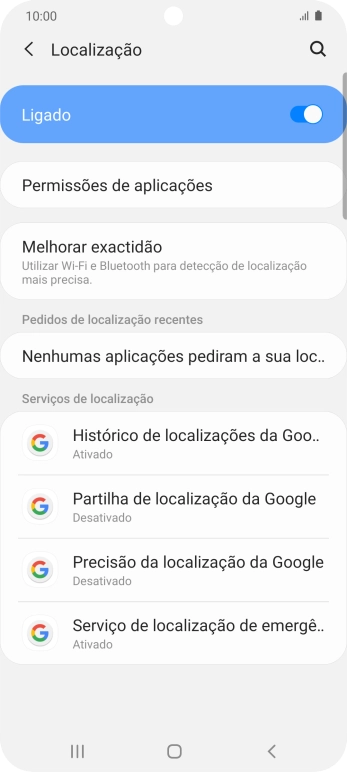 Prima Permissões de aplicações.