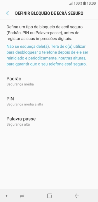 Prima o código de bloqueio do telefone pretendido e siga as indicações no ecrã para estabelecer um código de bloqueio adicional.