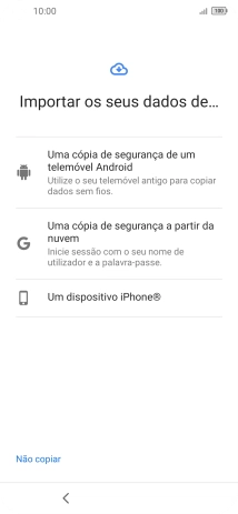 Prima a definição pretendida e siga as indicações no ecrã para transferir conteúdo de outro telefone.