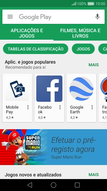 Deslize o dedo sobre o ecrã da esquerda para a direita.