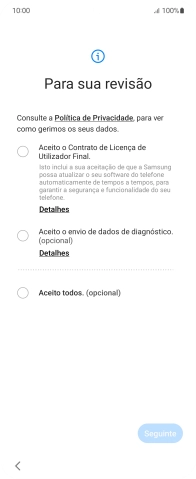 Prima o campo ao lado das definições pretendidas para as selecionar.