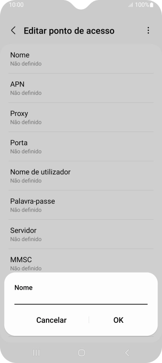 Introduza Vodafone Internet e prima OK.