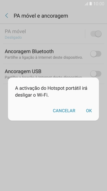 Se o Wi-Fi estiver ativado, prima OK.