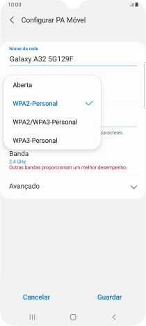 Prima WPA3-Personal para proteger o hotspot Wi-Fi com uma password.
