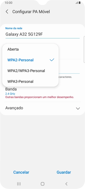 Prima WPA3-Personal para proteger o hotspot Wi-Fi com uma password.