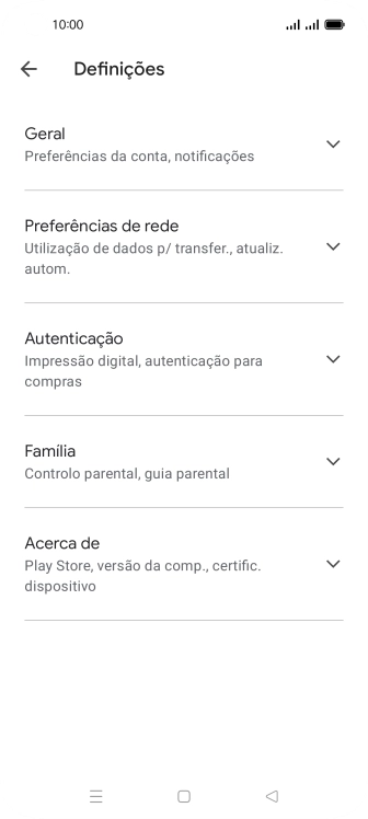 Prima Preferências de rede.