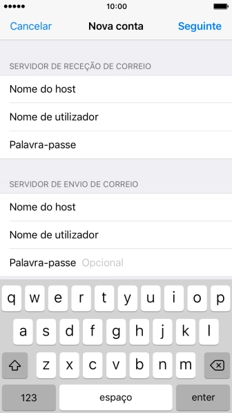 Prima Palavra-passe e introduza a password da sua conta de e-mail na Vodafone.