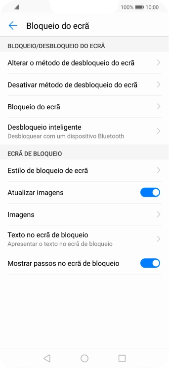 Prima Desativar método de desbloqueio do ecrã.