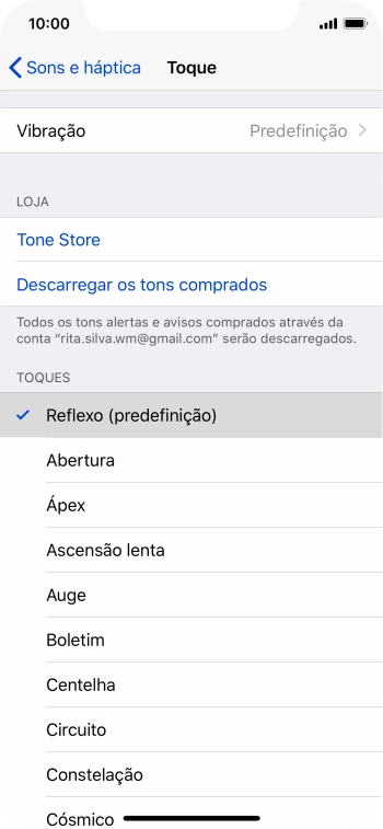 Prima os tons de toque pretendidos para os ouvir.