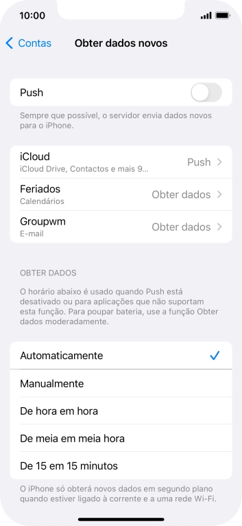 Se desativar a função, prima a definição pretendida.