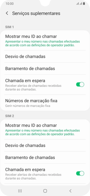 Prima Números de marcação fixa sob o cartão SIM pretendido.