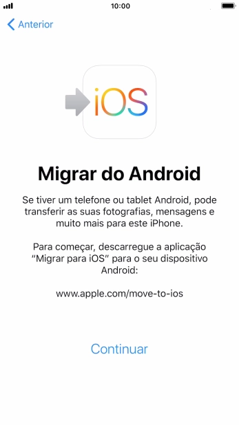 Antes de ser possível transferir conteúdo para o seu telefone, é necessário instalar a app 