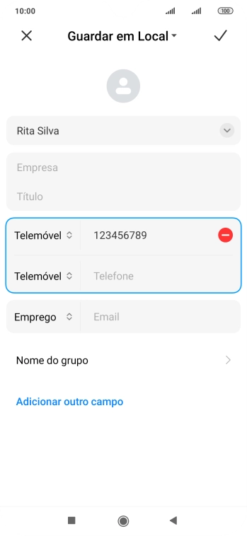 Prima o ícone para guardar.