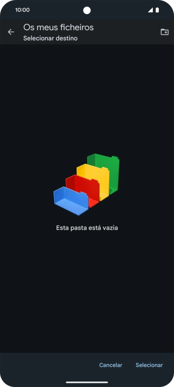 Se quiser criar uma nova pasta, prima o ícone de nova pasta e siga as indicações no ecrã para criar uma nova pasta.