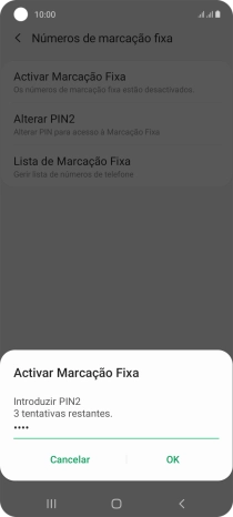 Introduza o código PIN2 e prima OK.